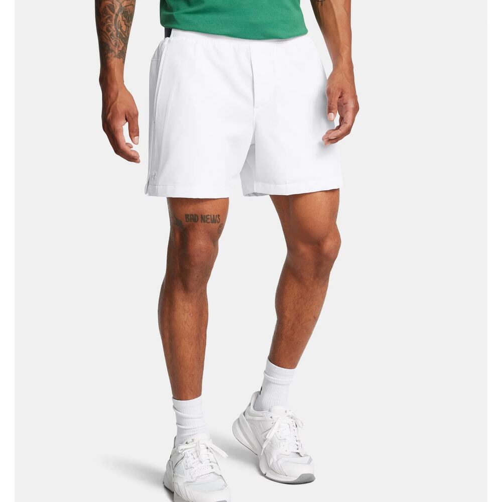 NWT Under Armour UA Premier Woven Men's 6" Court Shorts in White size Large